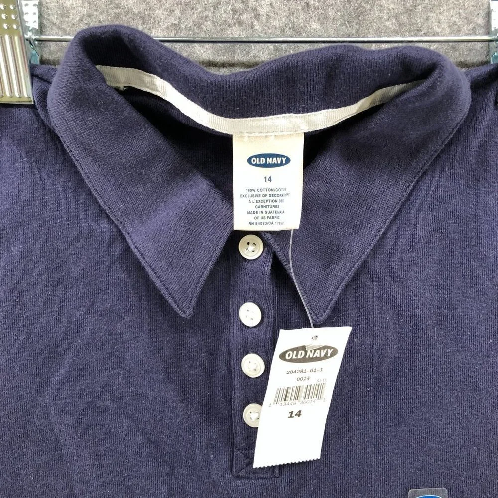 NWT Old Navy Girls Size 14‎ Polo Shirt Navy Blue Short Sleeve Cotton School